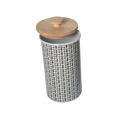Metal Canister W Wood Lid 10inch