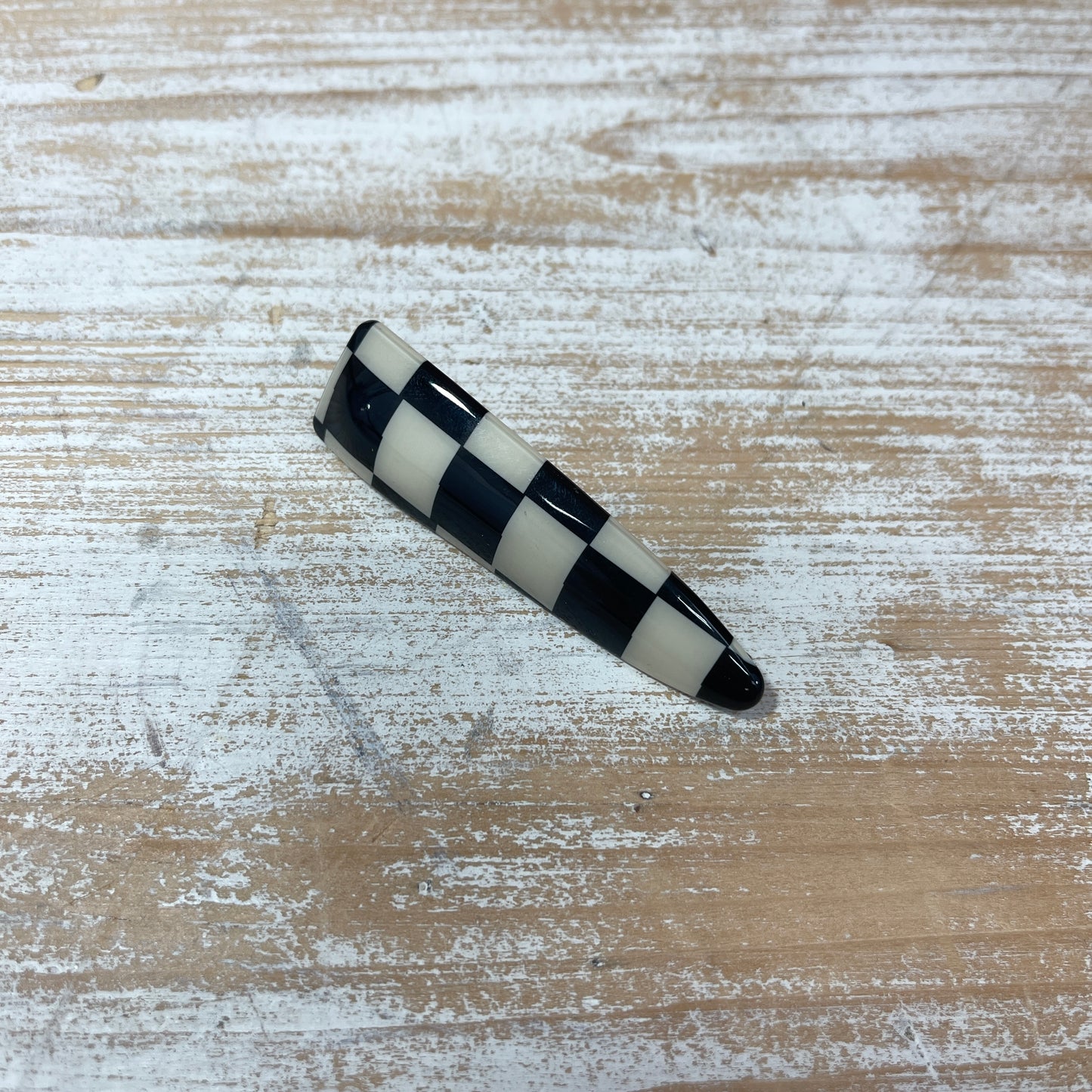 Céleste Hair Clip (2.5 inch) - Black/White Checkered
