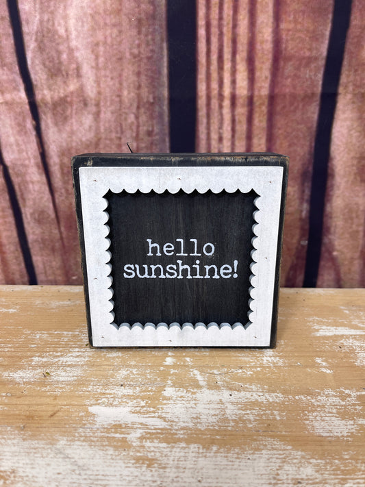 Wood Desk Block - Hello Sunshine