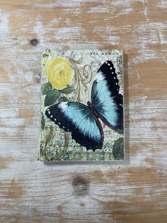 Vintage Butterfly Gold Embossed Journal - Blue