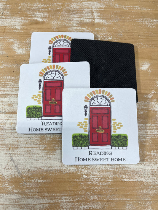 Rubber Coasters - Reading Red Door (Set of 4)