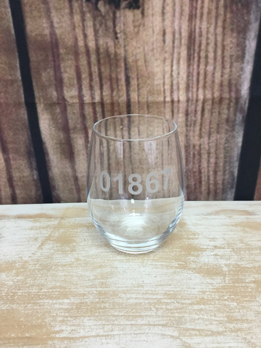 Zip Code Stemless Glass - 01867