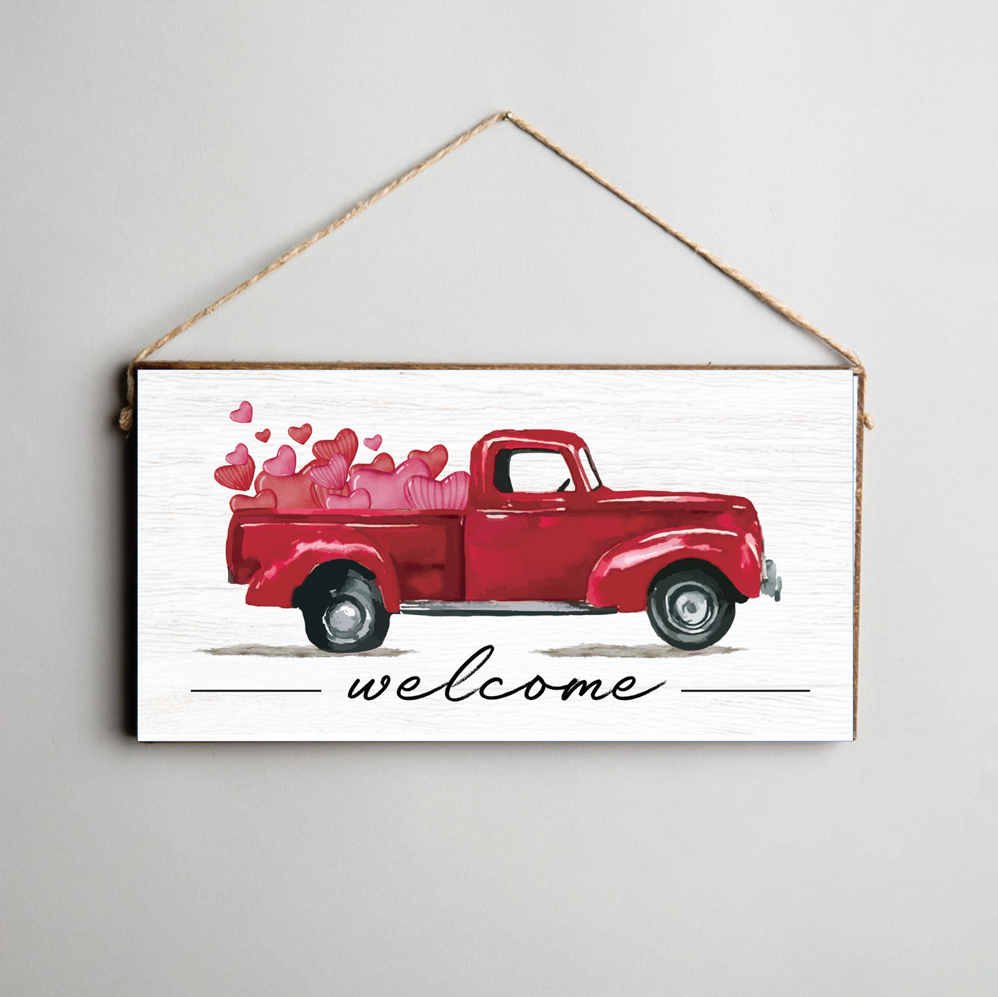 Twine Hanging Sign - Welcome Heart Truck