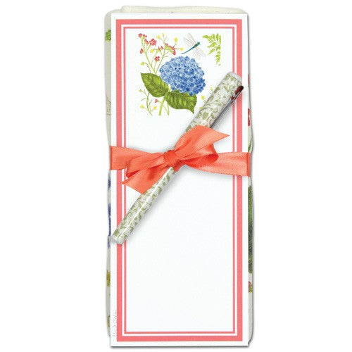 Flour Sack Towel & Magnetic Note Pad Set - Hydrangea