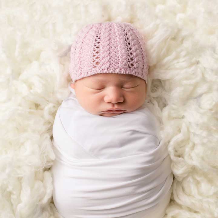 Bonnet - Pink Lace Beanie (Newborn 6-9lbs)
