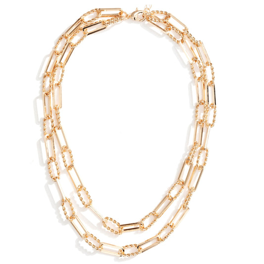 Double Layer Oval Necklace - Gold