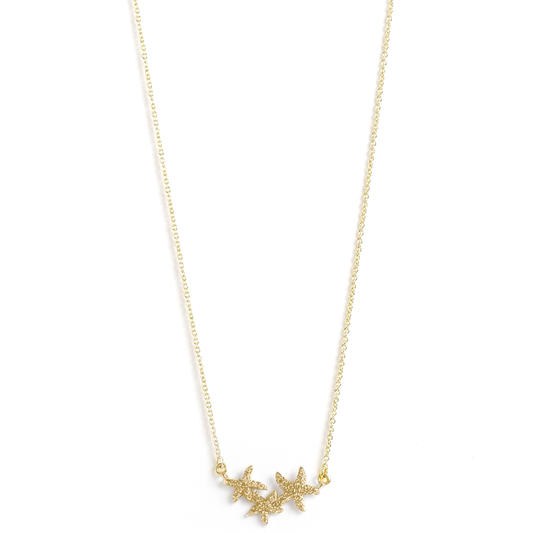 Pave Starfish Necklace - Gold