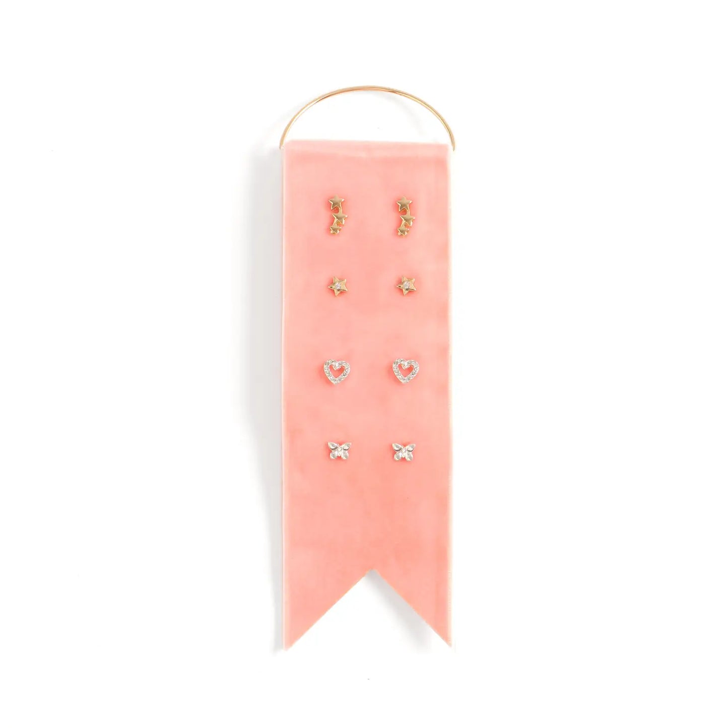 Delicate Earring Velvet Gift Set - Light Pink