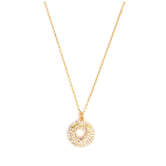 Pave Heart Pendant Necklace - Gold