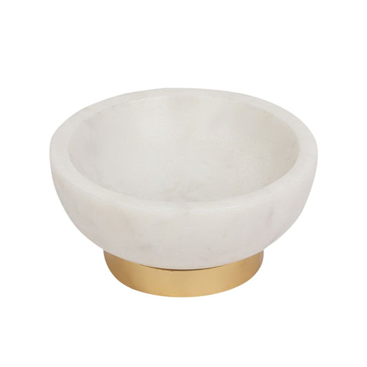 White Marble Bowl With Metal Base