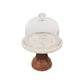 Cake Stand W Dome - Marble & Acacia Wood
