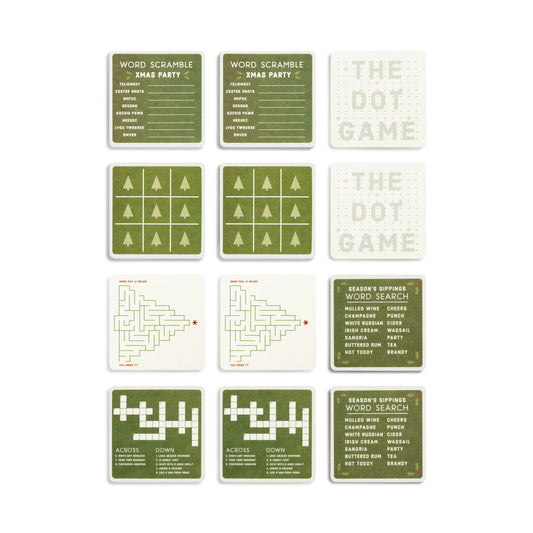 Party Games Coaster Set - Holiday Games