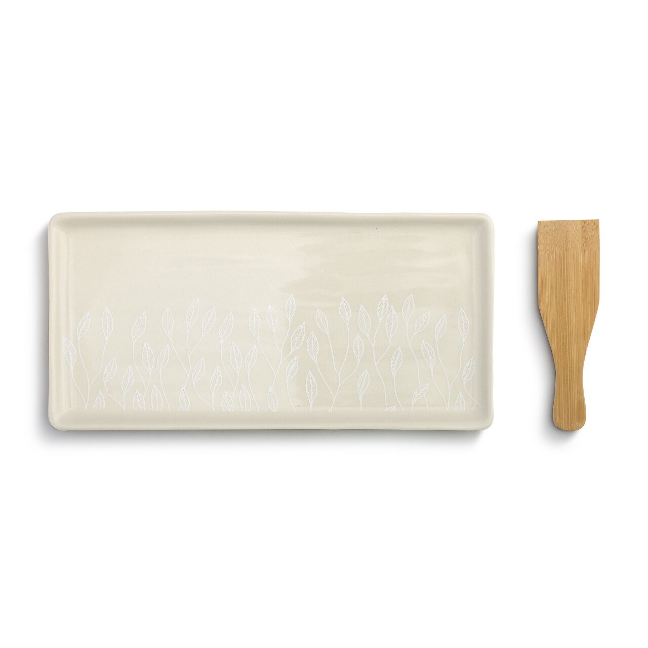 Appetizer Tray with Spatula - Leaf Pattern